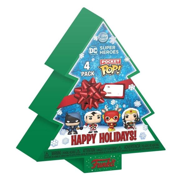 DC Comics Holiday Pocket POP Vinyl Figure 4 Pack in Tree Gift Box - Picture 2 of 7